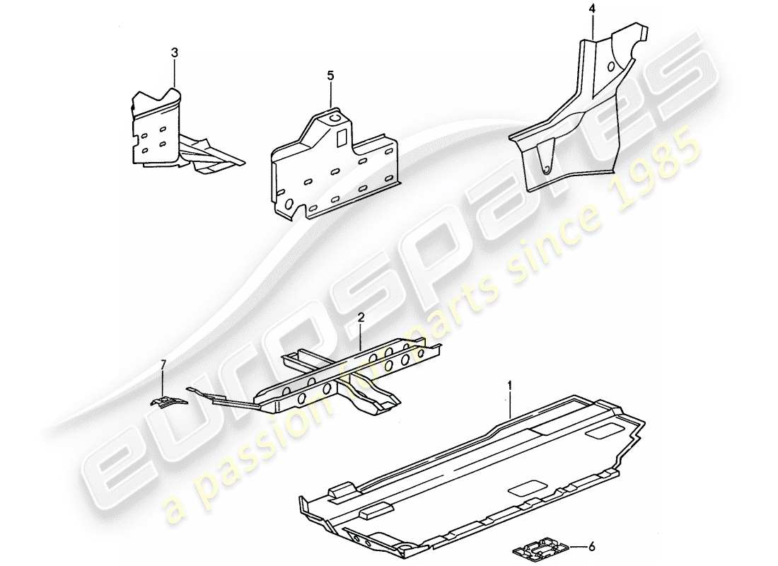 porsche 1994 (968) bodenblech - verstärkung ersatzteildiagramm