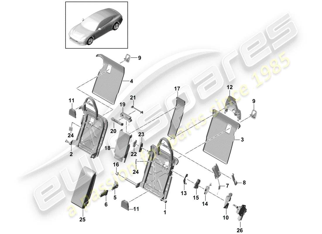 porsche 2018 (panamera 971-1) rückenlehne, ersatzteildiagramm