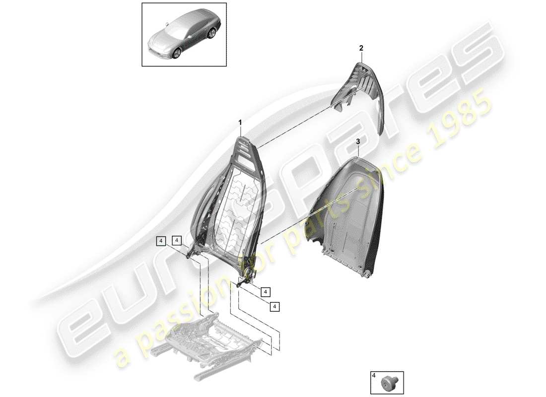 porsche 2019 (panamera 971-1) rückenlehne - ersatzteildiagramm
