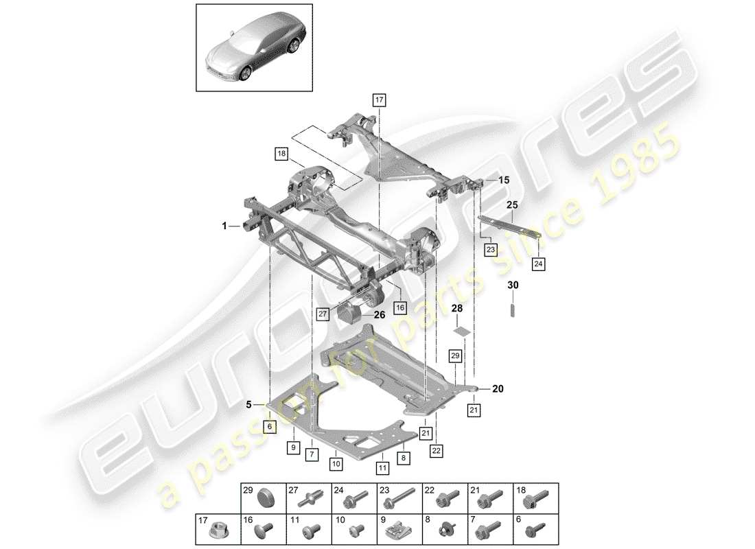 porsche 2018 (panamera 971-1) hilfsrahmen-ersatzteildiagramm
