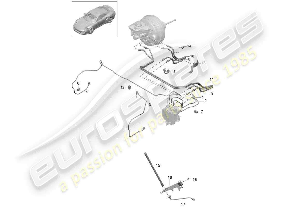 porsche 2015 (991-1 turbo) bremsleitung teilediagramm