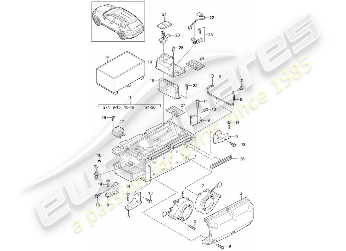 porsche 2018 (cayenne e2 92a) hybrid teilediagramm