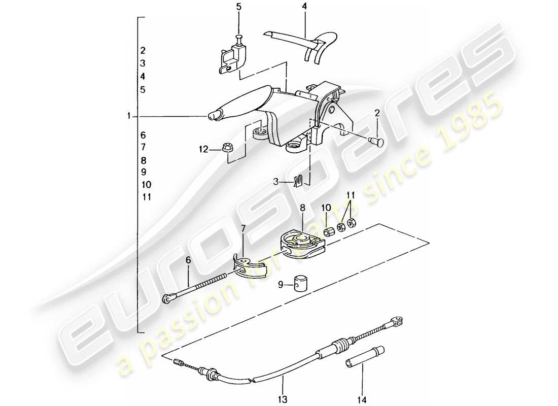 porsche 2003 (996 gt3) handbremshebel ersatzteildiagramm
