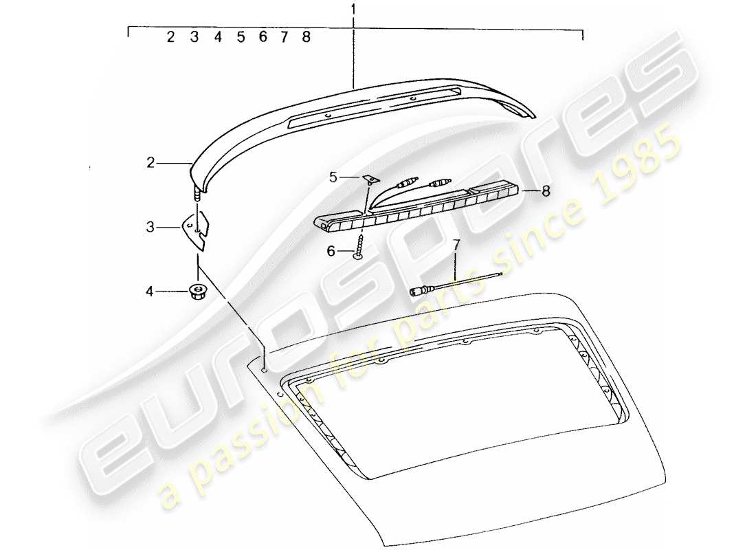 porsche 1990 (tequipment) zusätzliches bremslicht ersatzteildiagramm