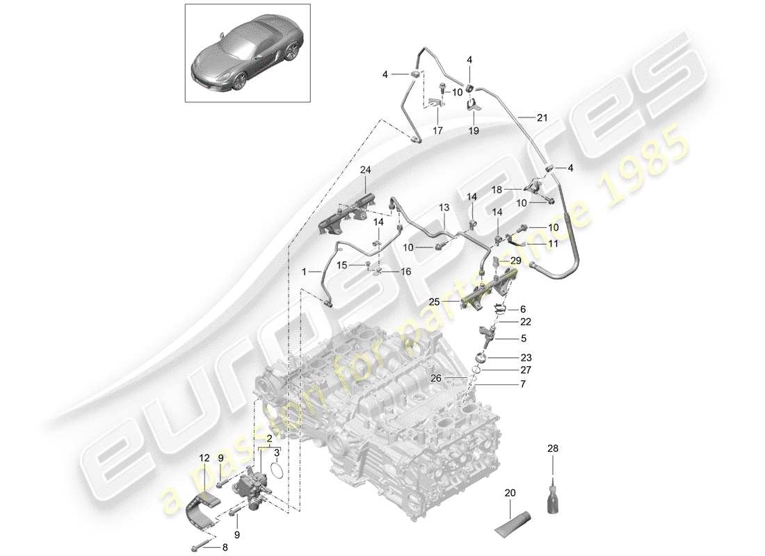 porsche 2013 (981 boxster) kraftstoffsammelrohr ersatzteildiagramm