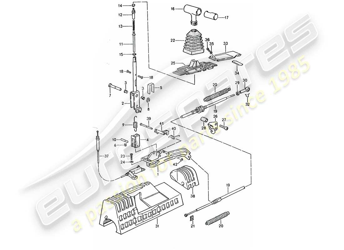 porsche 1995 (928) schaltmechanismus - für fahrzeuge mit automatikgetriebe ersatzteildiagramm