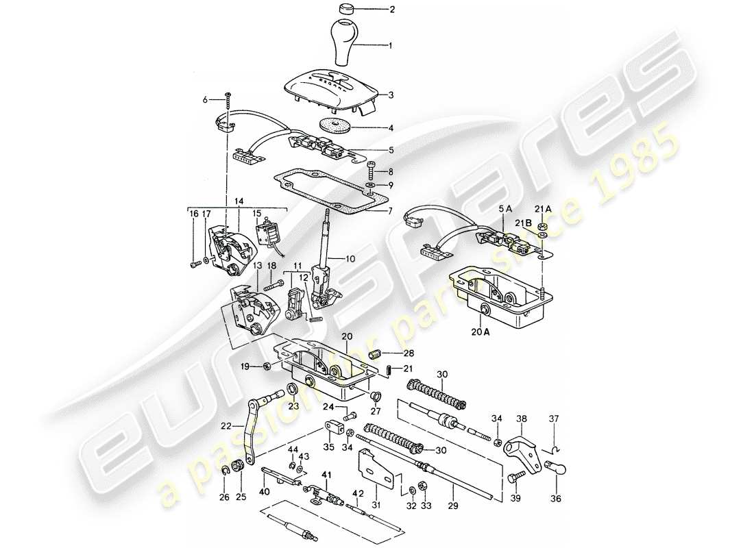 porsche 1992 (968) wählhebel - tiptronic - shift-lock - key-lock ersatzteildiagramm