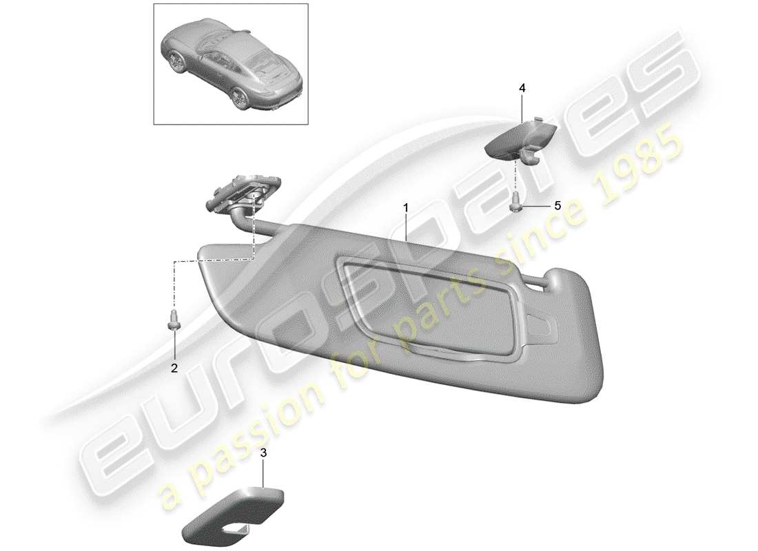 porsche 2012 (991-1) sonnenblenden ersatzteildiagramm