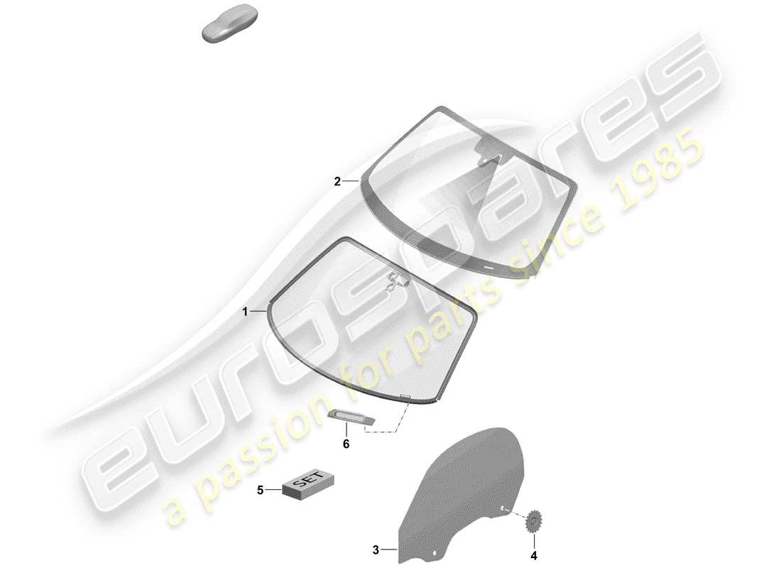 porsche 2019 (718 boxster spyder) windschutzscheibenglas ersatzteildiagramm
