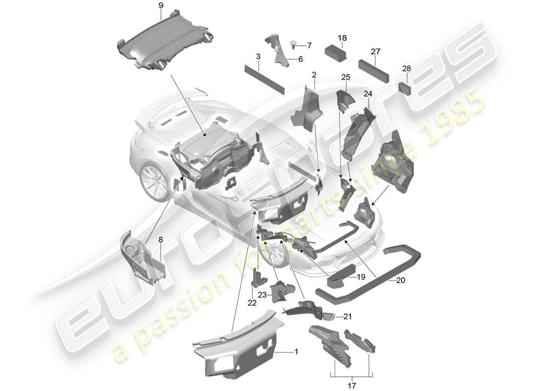 porsche 2016 (981 boxster spyder) karosserie teilediagramm