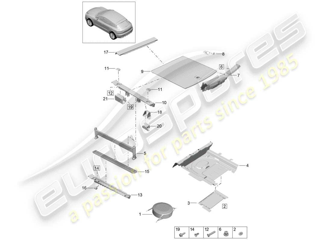 porsche 2020 (macan) lining ersatzteildiagramm