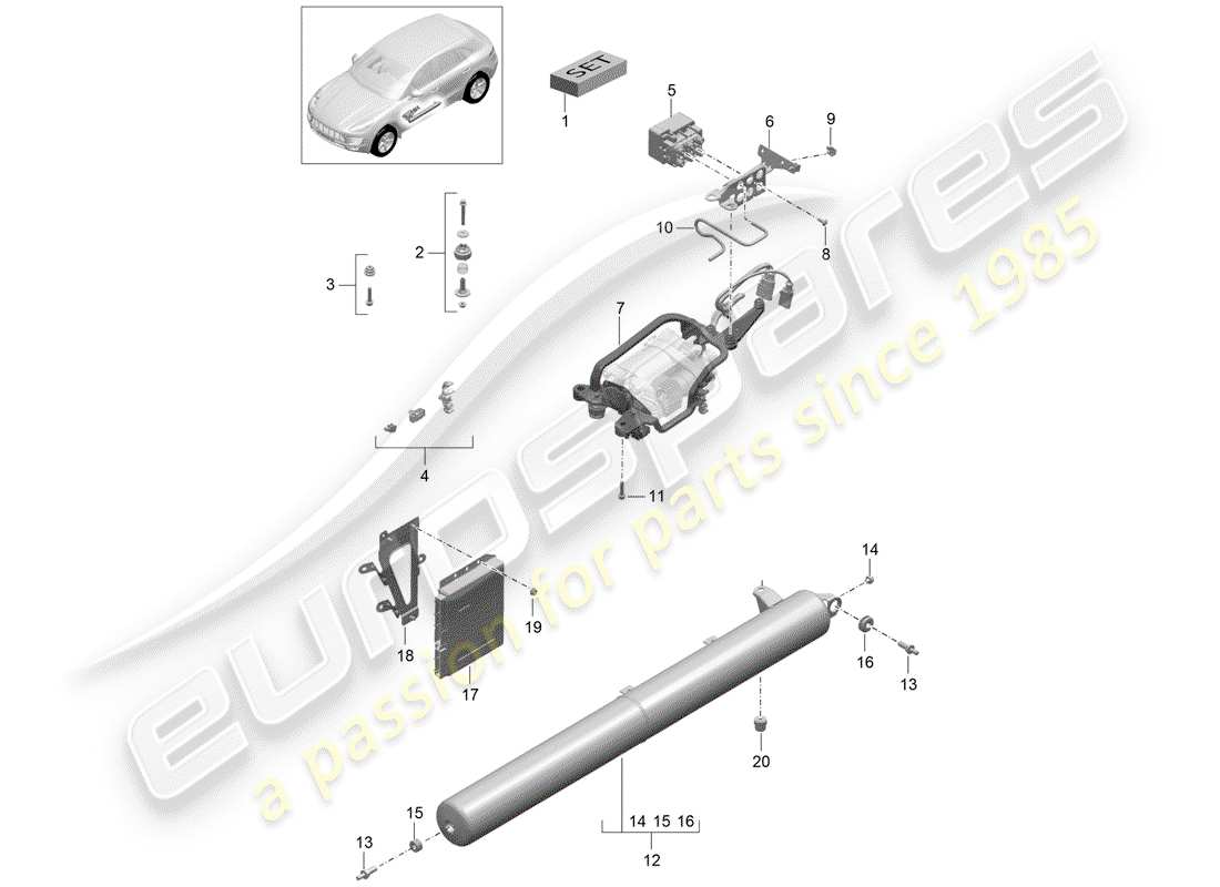porsche 2017 (macan) selbstnivellierendes system - teilediagramm