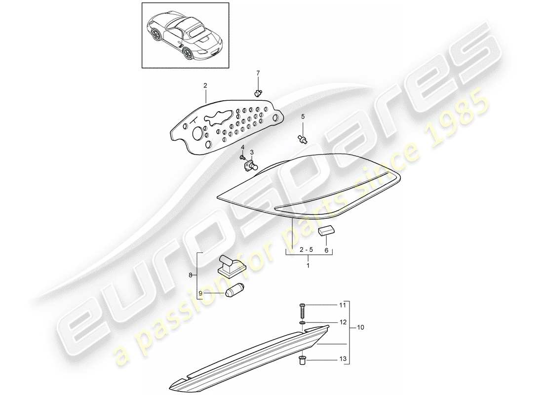 porsche 2009 (987 boxster) rücklicht ersatzteildiagramm