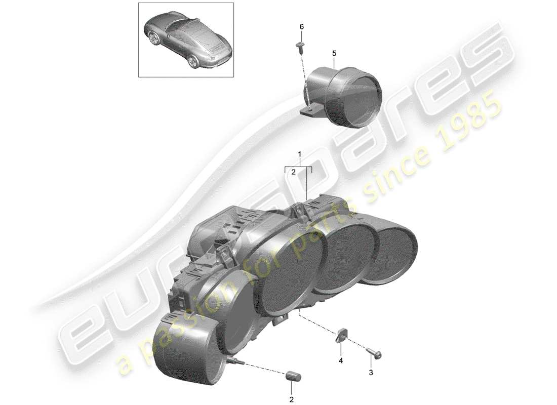 porsche 2012 (991-1) instrumente teilediagramm