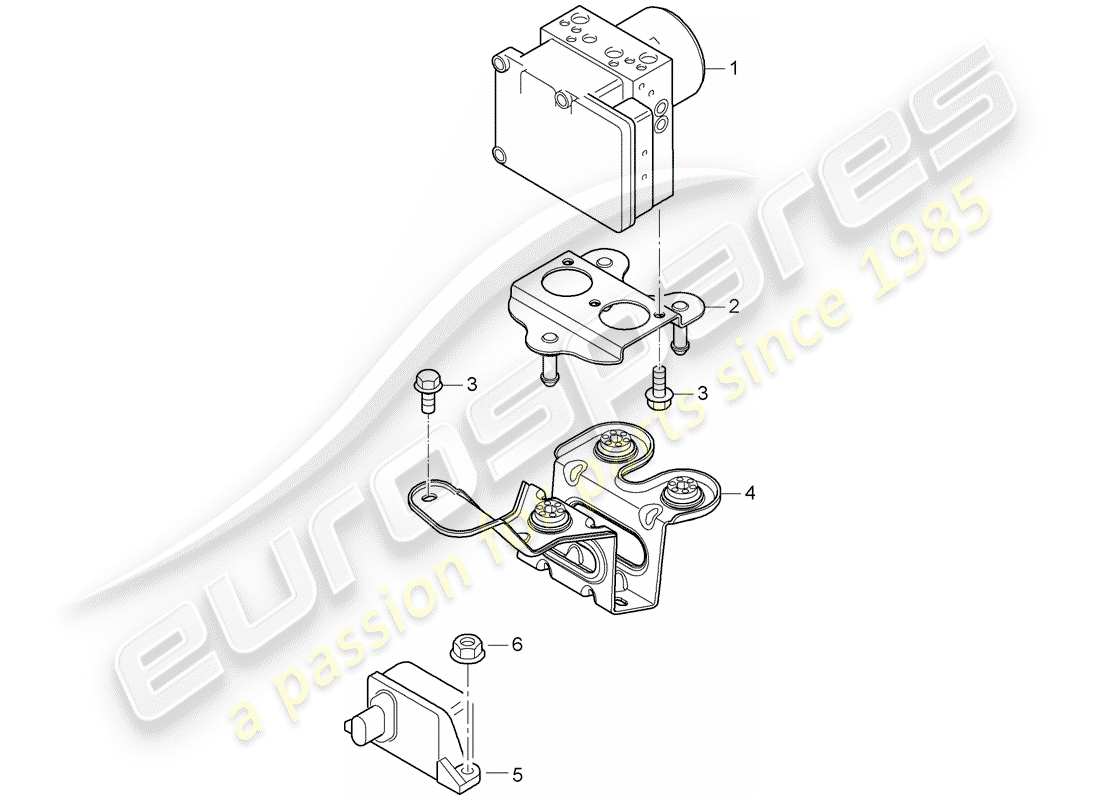 porsche 2008 (cayenne e1 9pa) hydraulikeinheit ersatzteildiagramm
