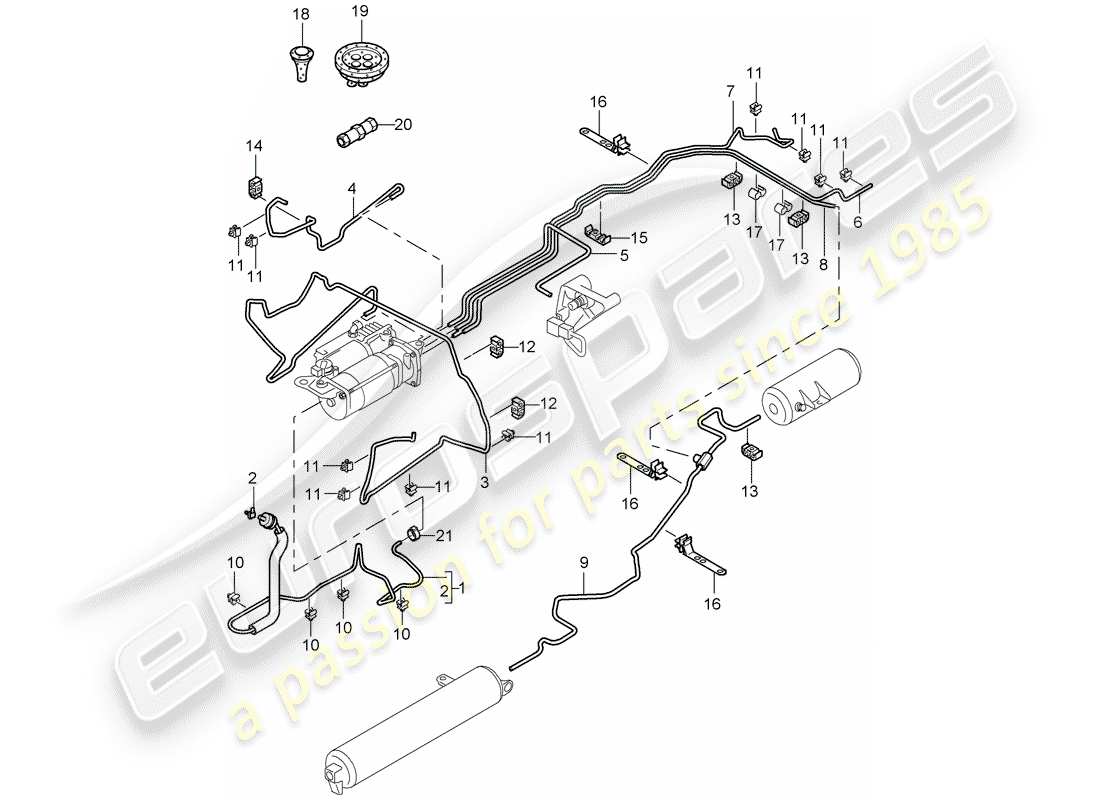 porsche 2008 (cayenne e1 9pa) selbstnivellierendes system - teilediagramm