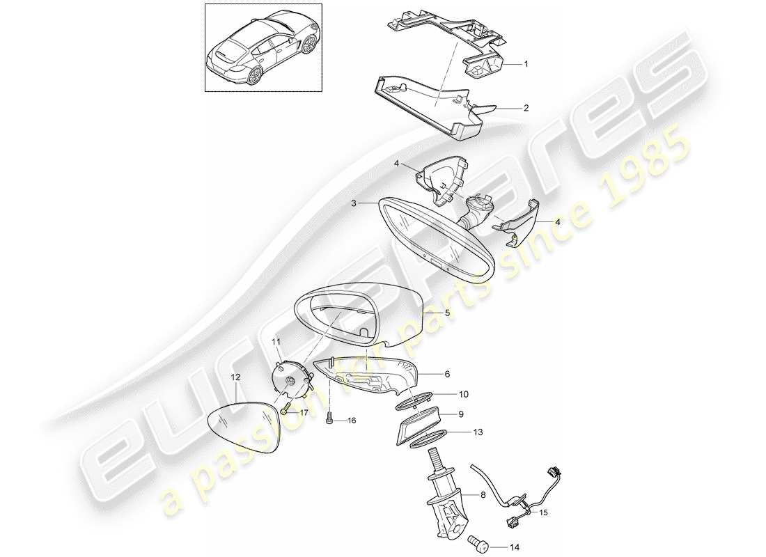 porsche 2011 (panamera 970) innenspiegel ersatzteildiagramm