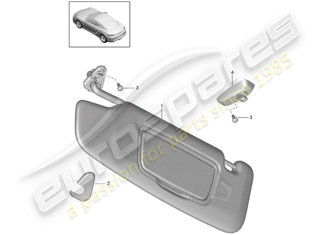 porsche 2018 (718 cayman) sonnenblenden ersatzteildiagramm