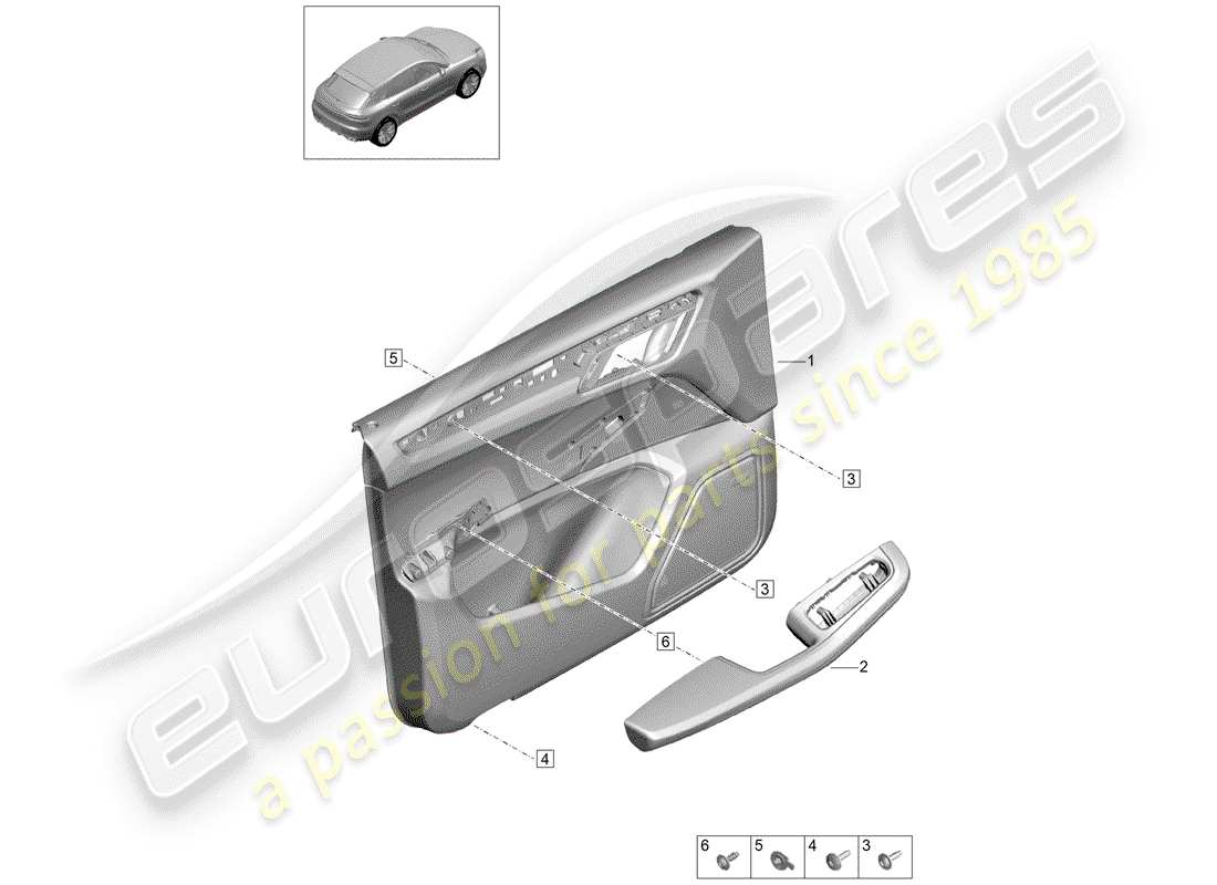 porsche 2020 (macan) türverkleidungen teilediagramm