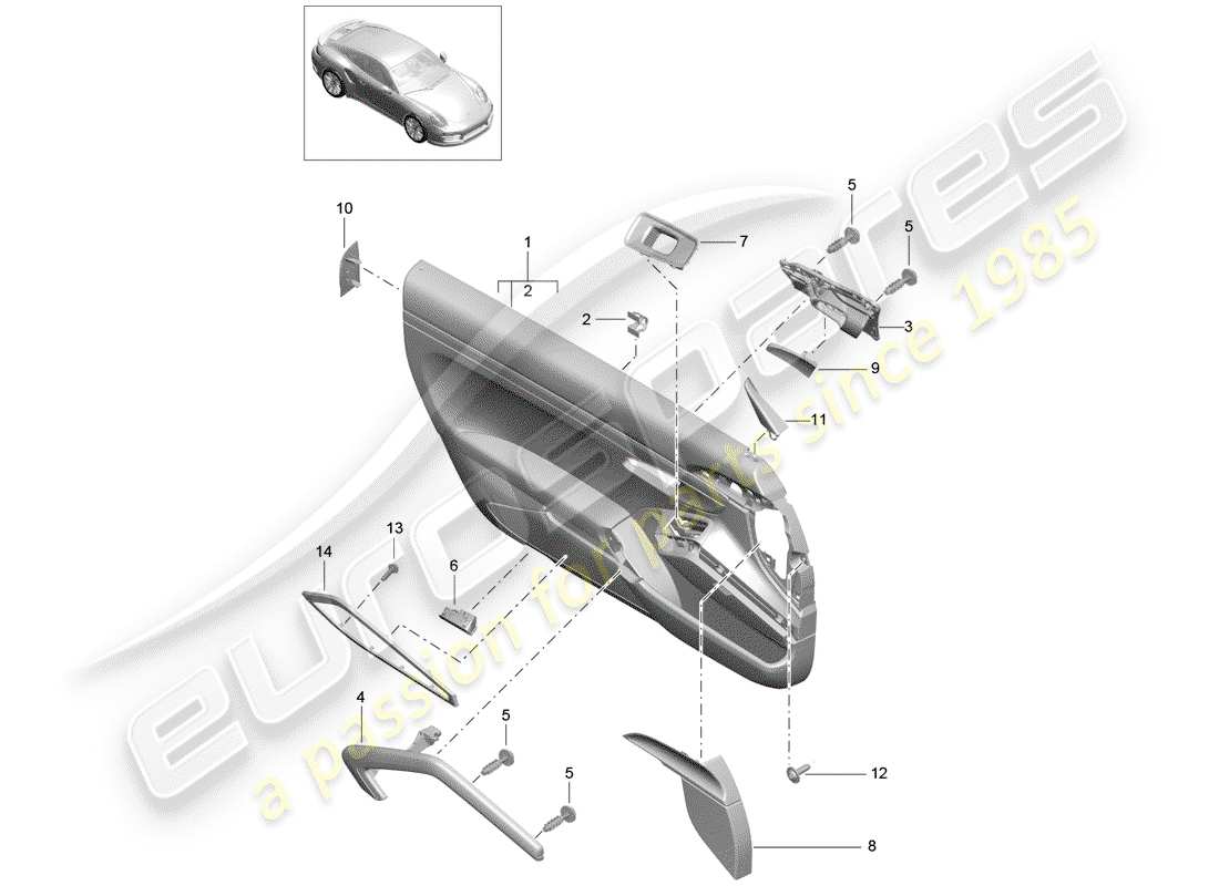 porsche 2017 (991-2 turbo) türplatte teilediagramm