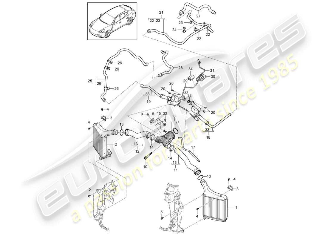porsche 2010 (cayenne e1 9pa) ladeluftkühler-druckrohr teilediagramm