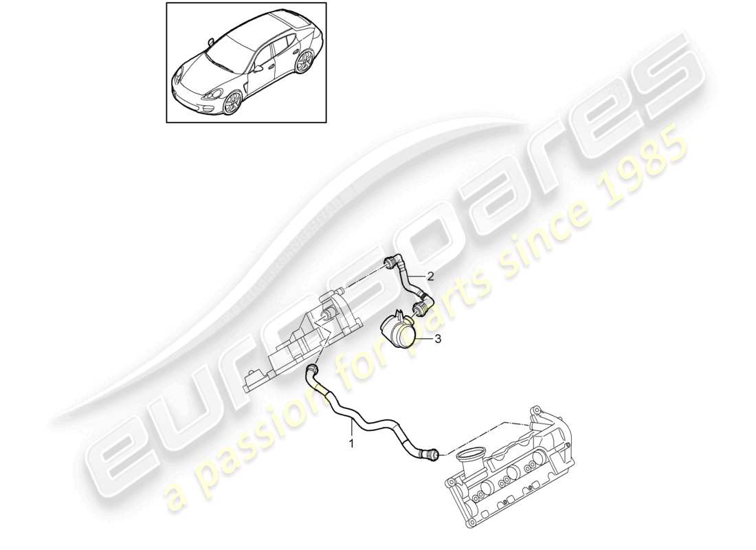 porsche 2010 (cayenne e1 9pa) entlüftungsleitung kurbelgehäuse teilediagramm