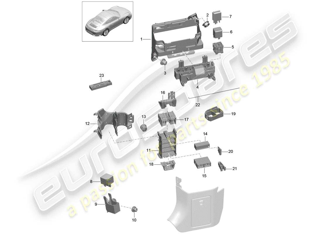 porsche 2017 (991-2) sicherungskasten/relaisplatte ersatzteildiagramm