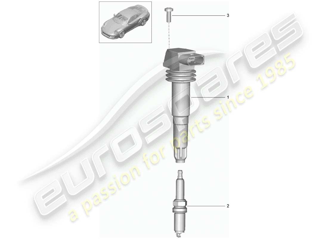 porsche 2020 (991-2 turbo) zündsystem teilediagramm