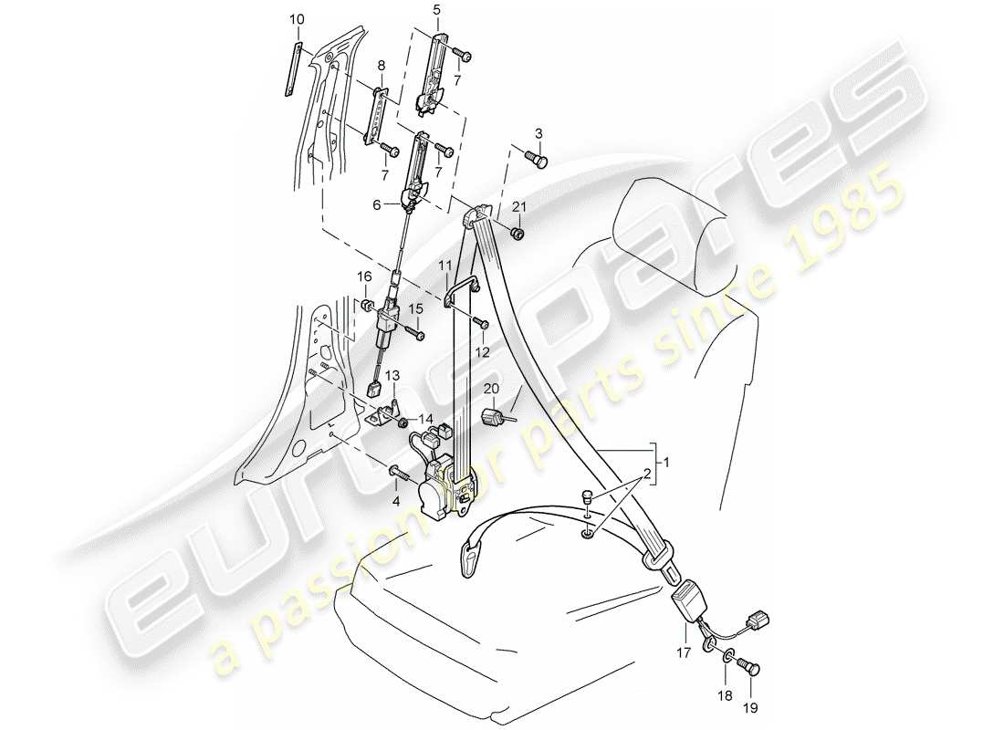 porsche 2008 (cayenne e1 9pa) sicherheitsgurt - teilediagramm