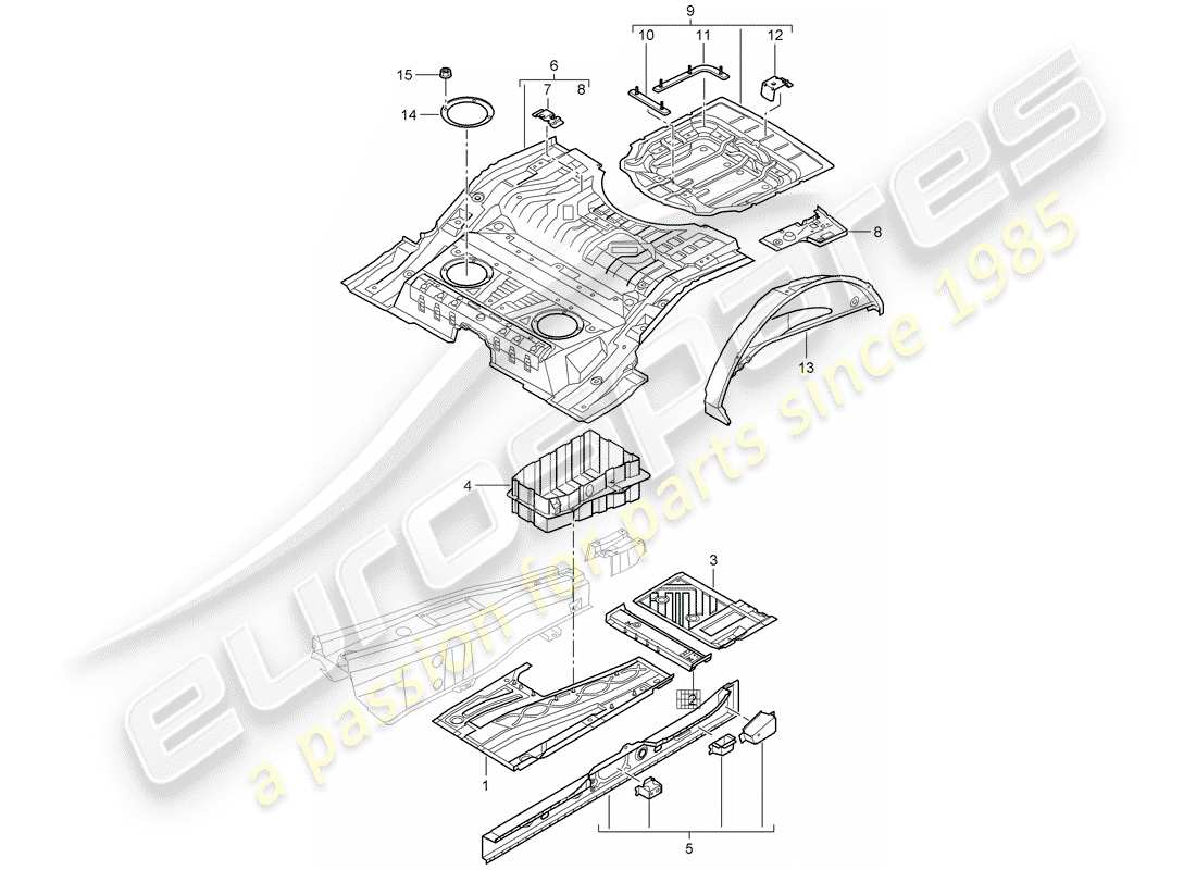 porsche 2008 (cayenne e1 9pa) floor-teilediagramm