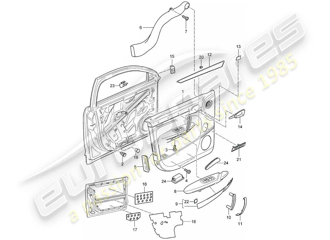 porsche 2003 (cayenne e1 9pa) türplatte teilediagramm