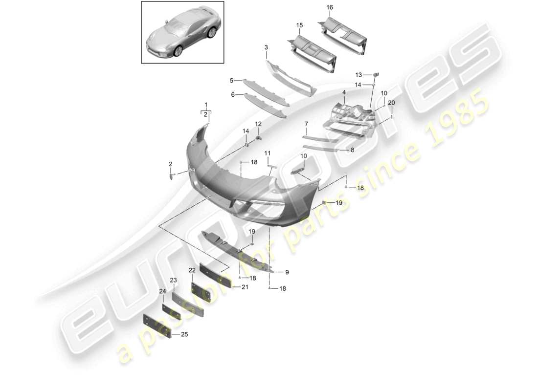 porsche 2017 (991-2 turbo) stoßstange vorne teilediagramm