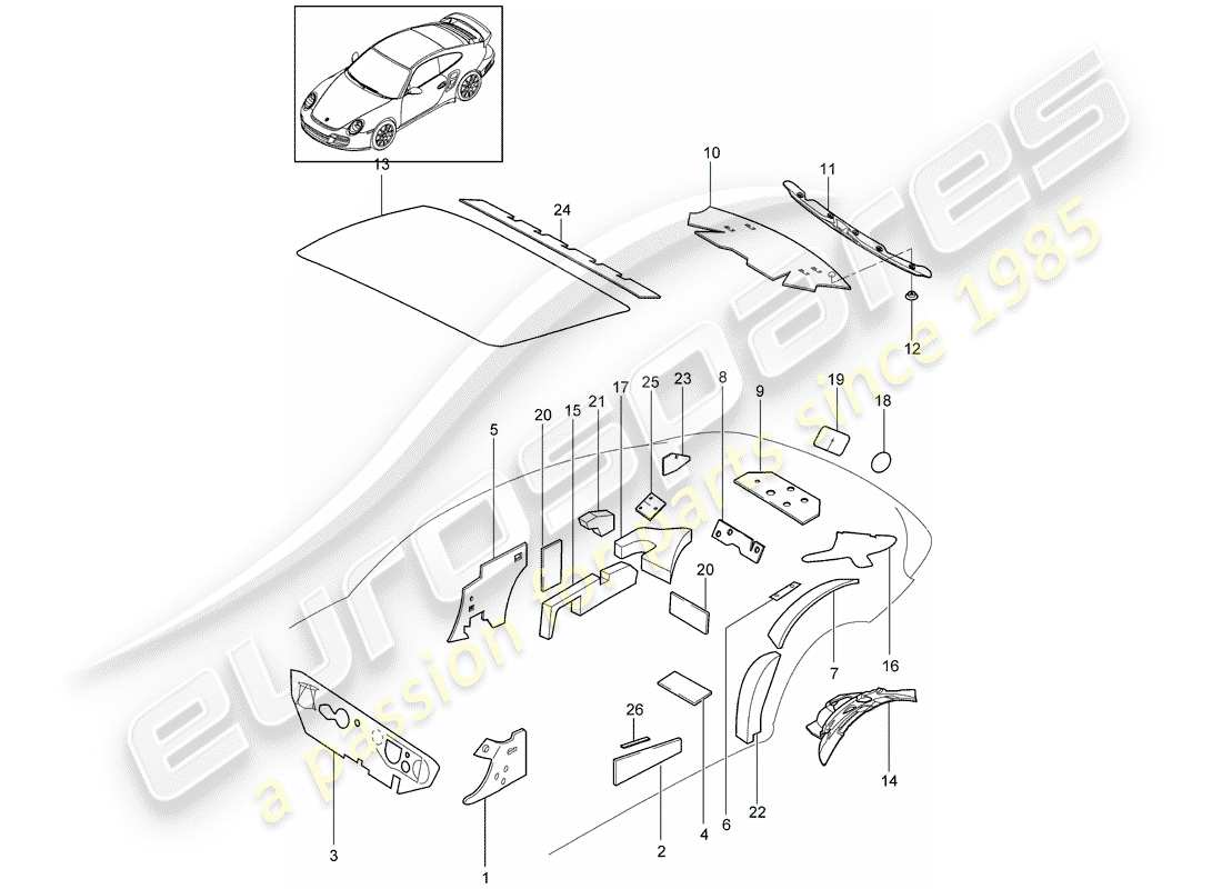 porsche 2012 (997-2 turbo / gt2 rs) karosserie teilediagramm