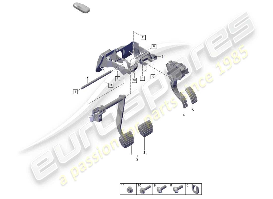 porsche 2018 (cayenne e3 9ya/9yb) brems- und gashebelmechan. rechtslenker ersatzteildiagramm