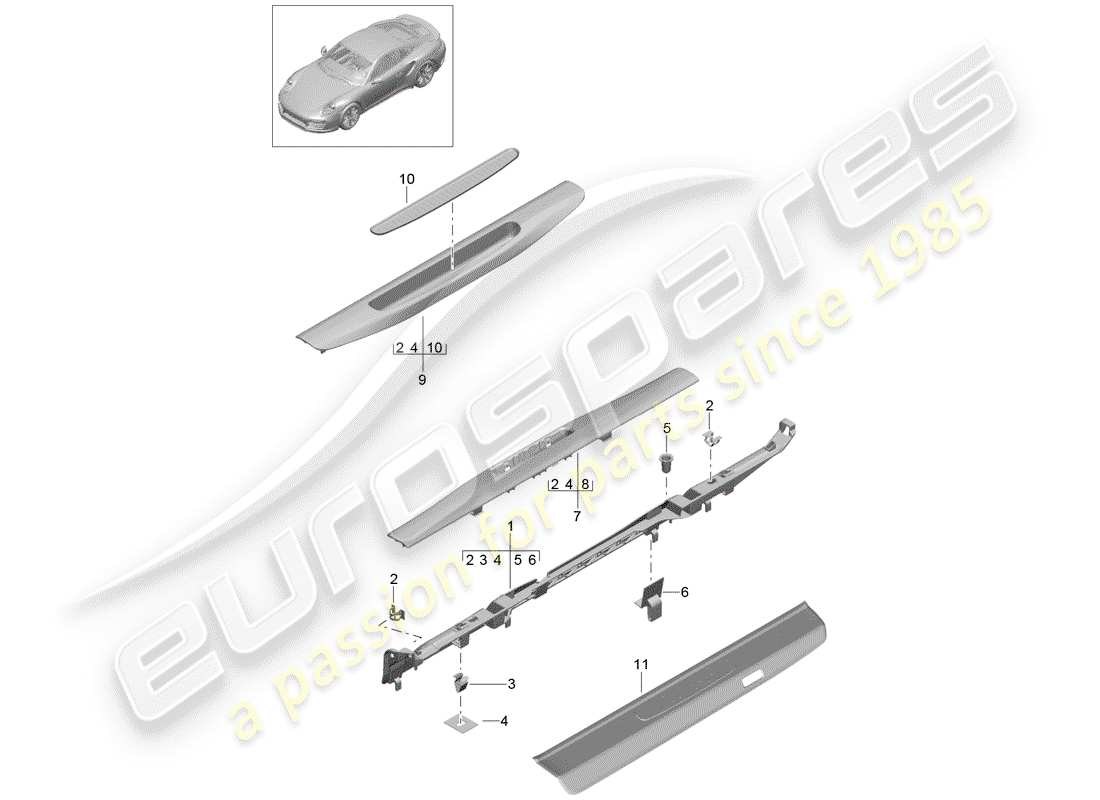 porsche 991 turbo (2020) lining ersatzteildiagramm