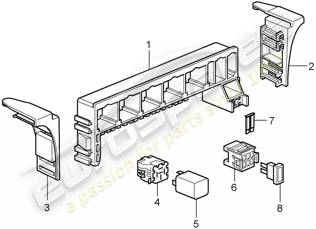 porsche 2008 (987 cayman) sicherungskasten/relaisplatte ersatzteildiagramm