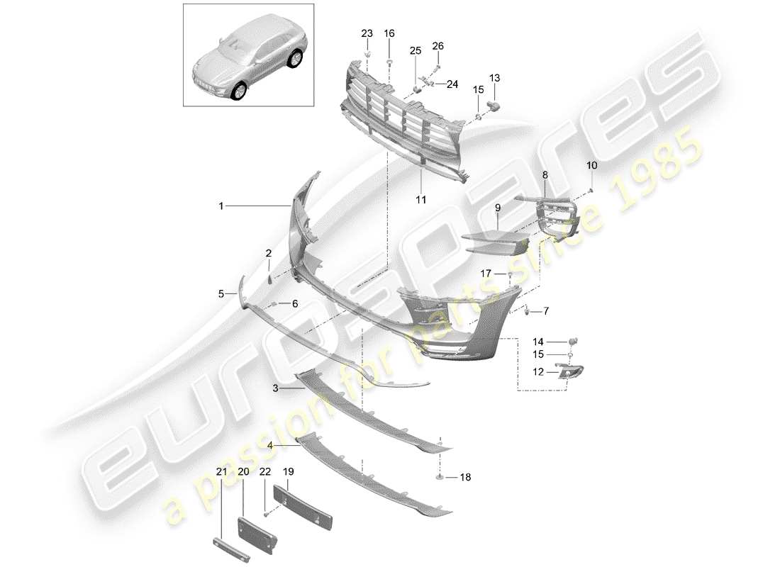 porsche 2018 (macan) stoßstange ersatzteildiagramm