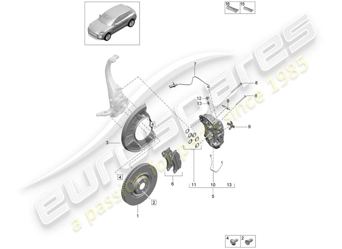 porsche 2020 (macan) scheibenbremsen ersatzteildiagramm