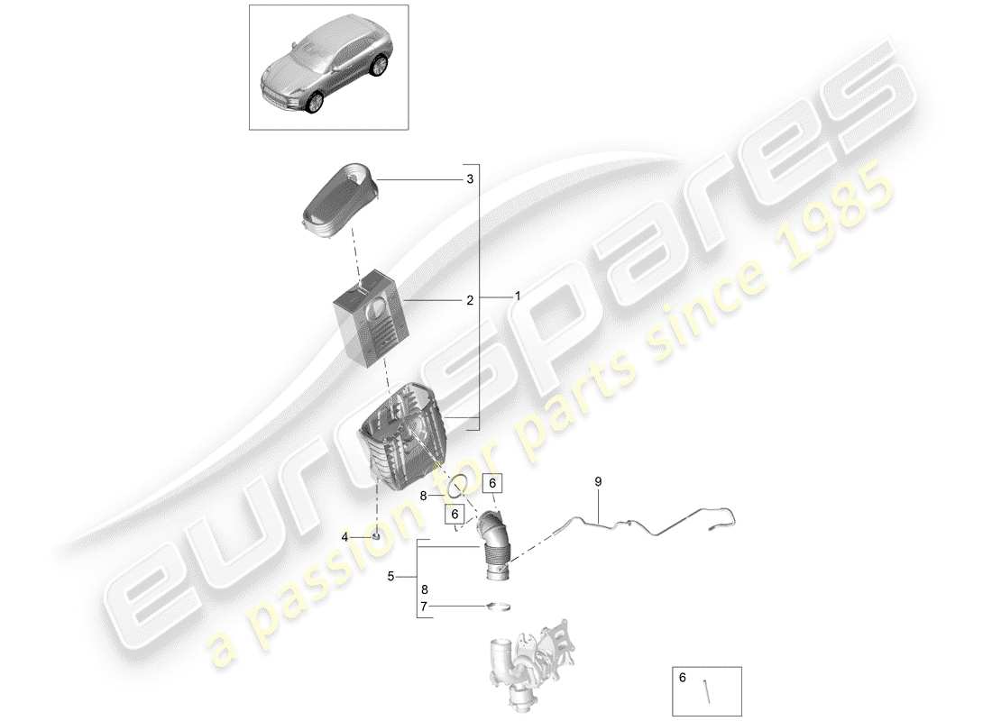 porsche 2020 (macan) luftfilter teilediagramm
