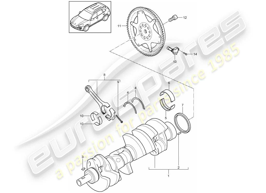porsche 2011 (cayenne e2 92a) kurbelwelle teilediagramm