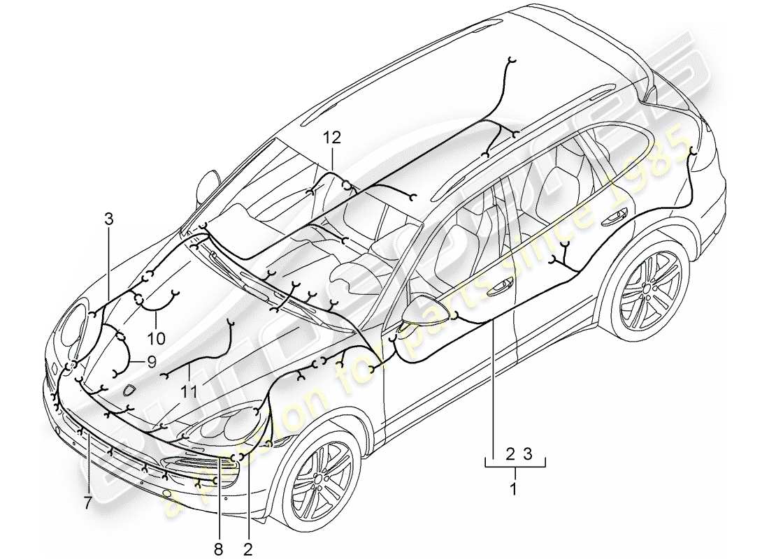 porsche 2017 (cayenne e2 92a) kabelbäume teilediagramm