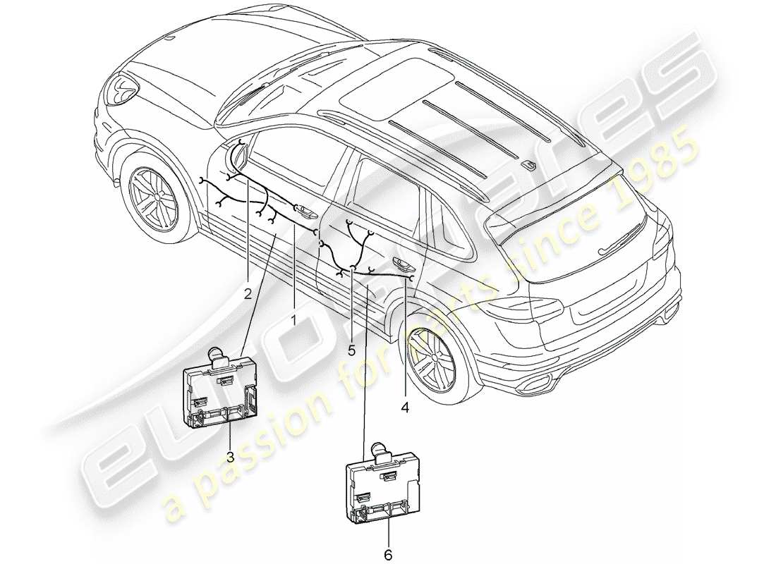 porsche 2011 (cayenne e2 92a) kabelbäume teilediagramm