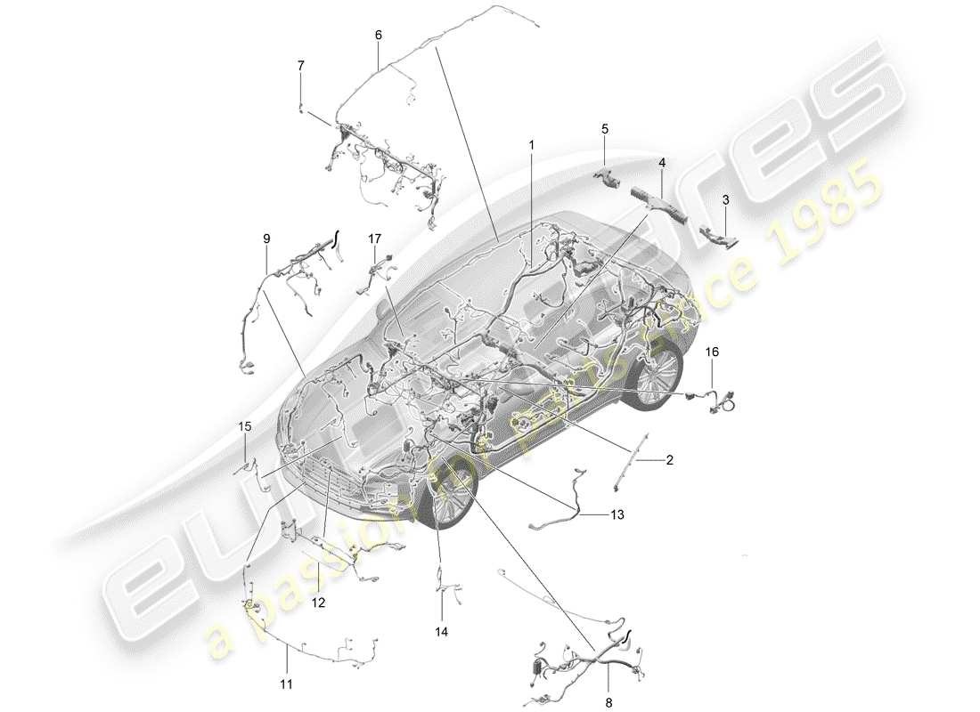 porsche 2019 (macan) harness-ersatzteildiagramm