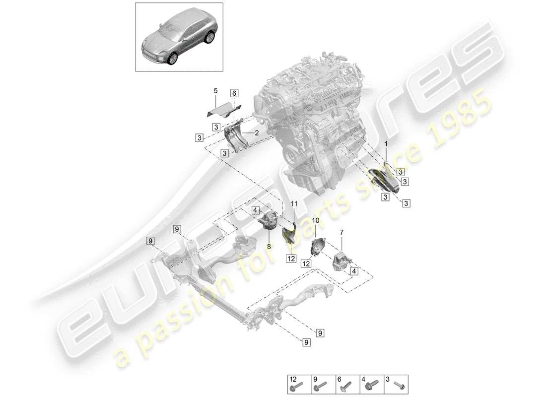porsche 2019 (macan) motorhebezug ersatzteildiagramm