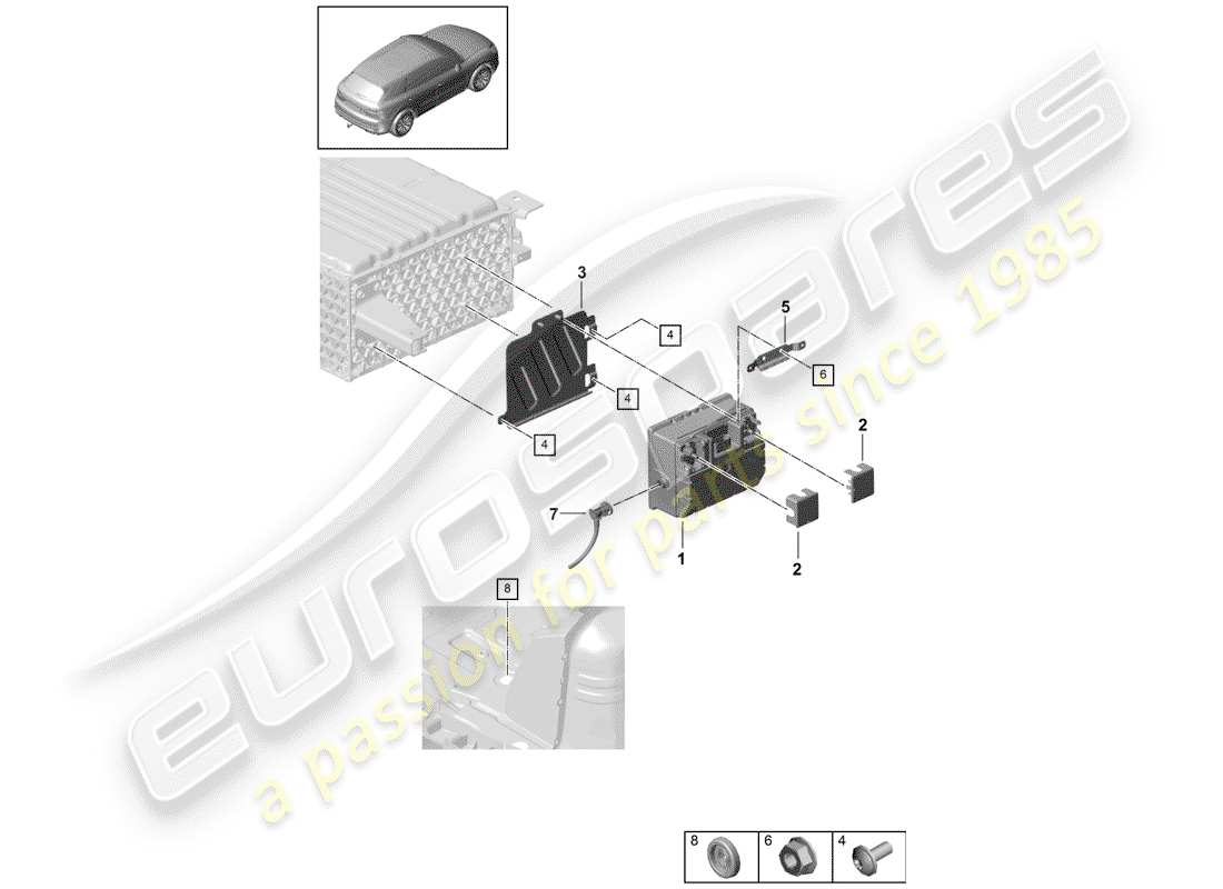 porsche 2020 (cayenne e3 9ya/9yb) batterie teilediagramm