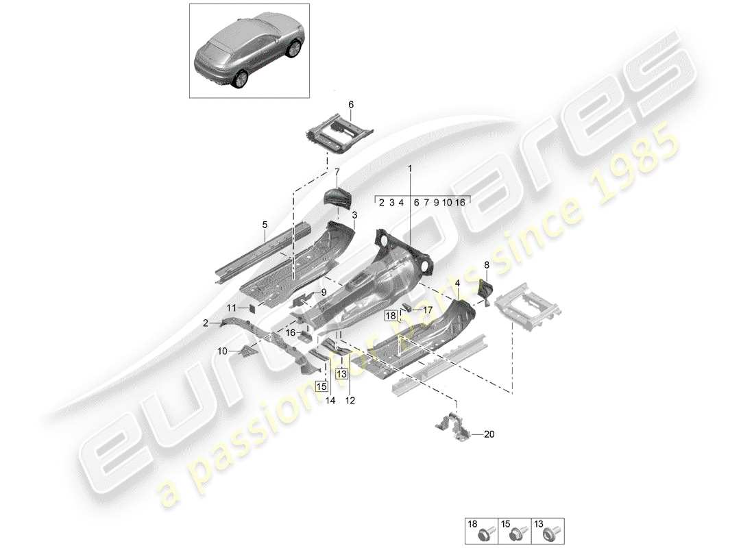 porsche 2020 (macan) bodenplatten ersatzteildiagramm