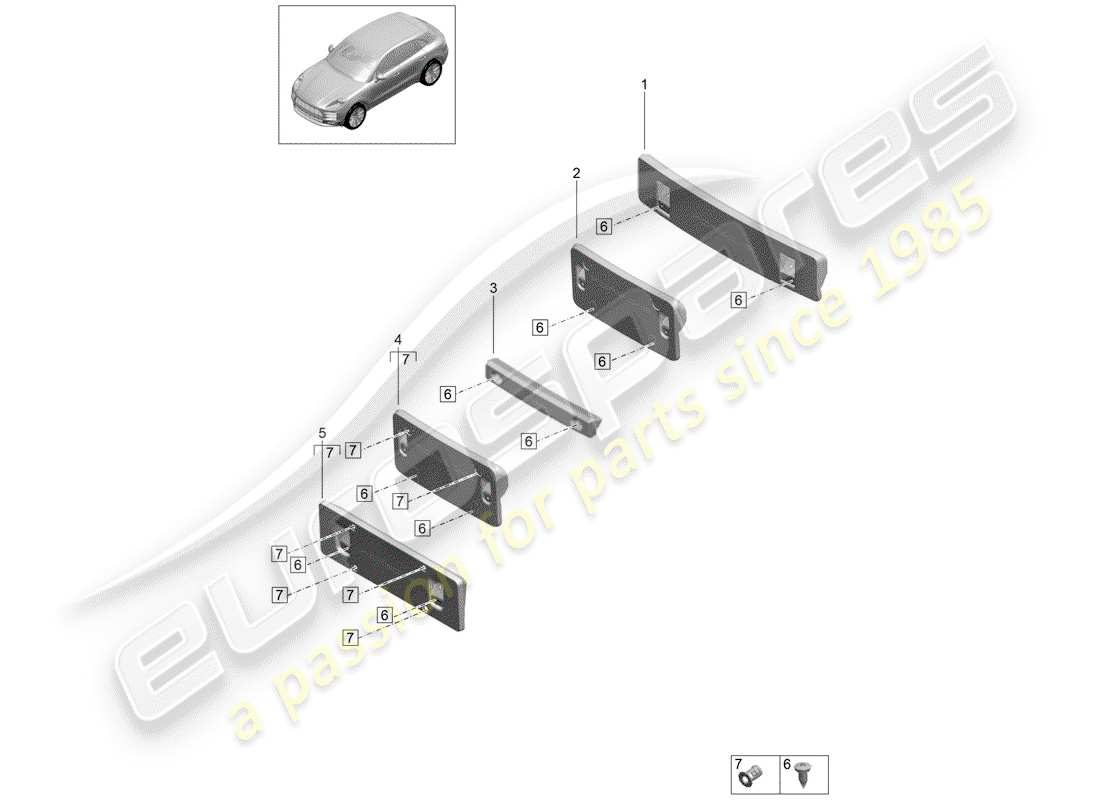 porsche 2020 (macan) kennzeichenhalterung teilediagramm