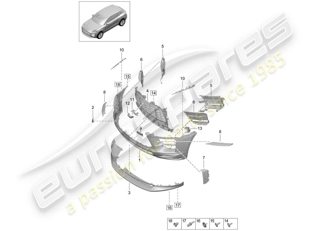 porsche 2020 (macan) stoßstange ersatzteildiagramm