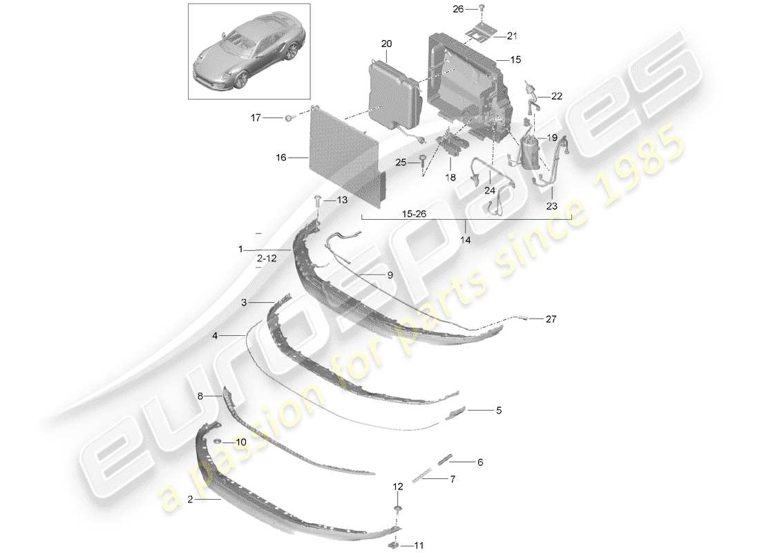 porsche 2019 (991-2 turbo) frontspoiler teilediagramm