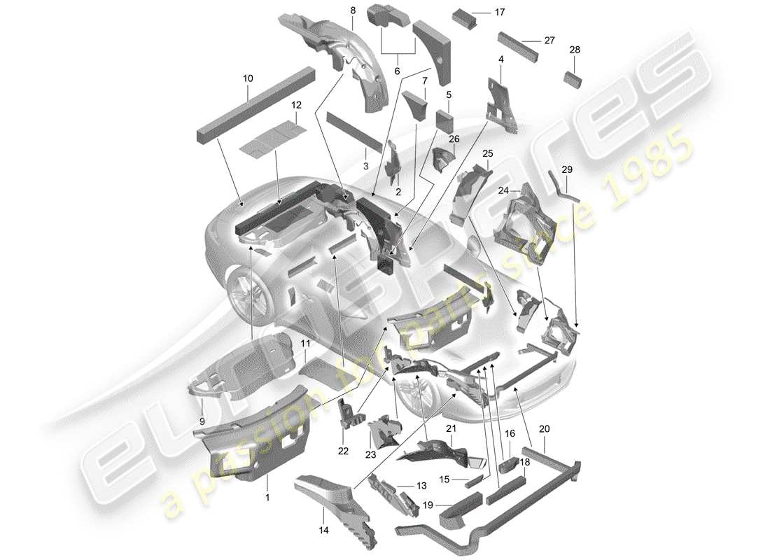 porsche 2019 (991-2) karosserie teilediagramm